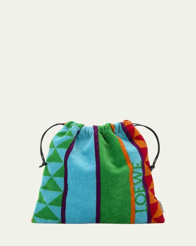 Drawstring Bucket Bag in Terry Cloth